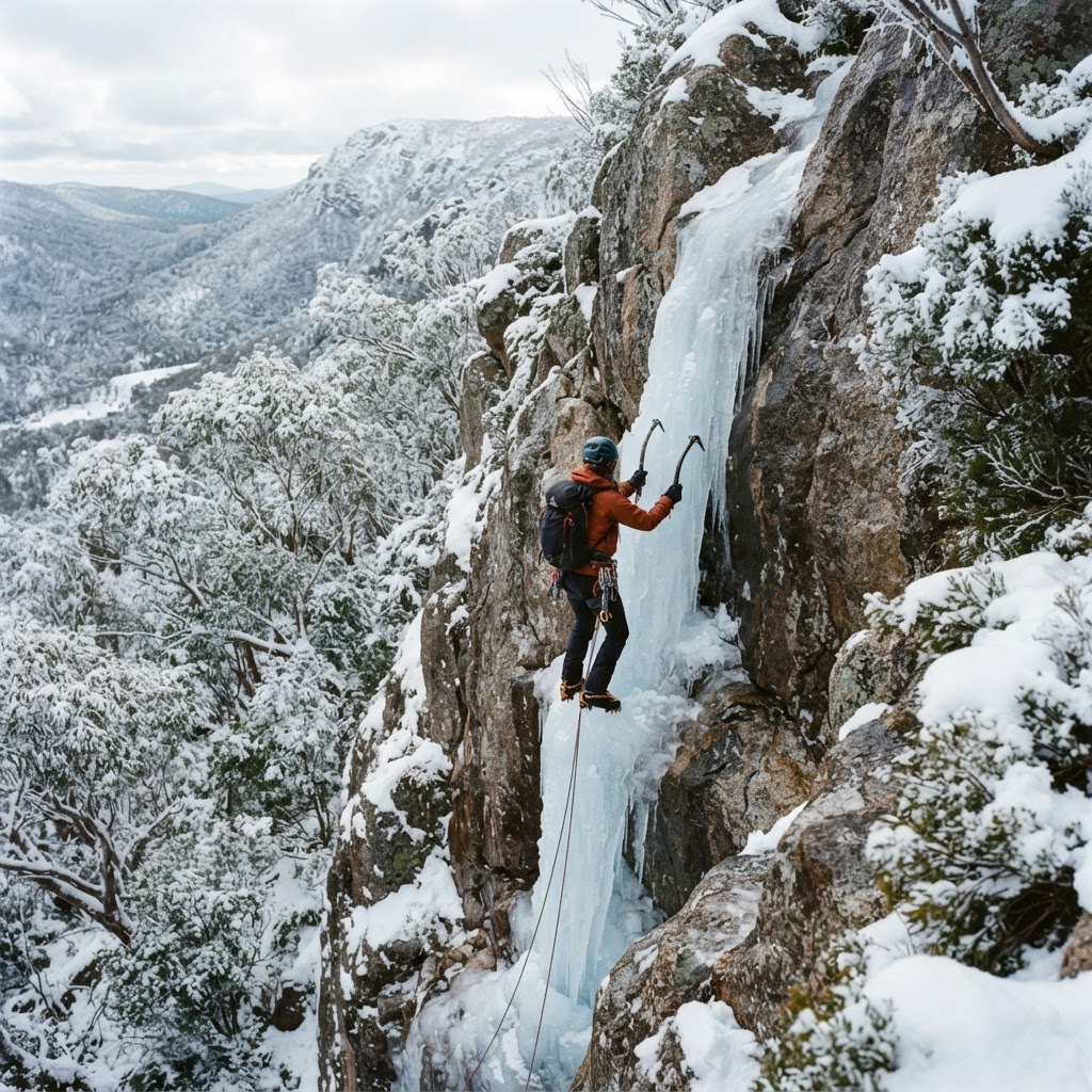 Will Gadd caută gheață de cățărat în Australia și găsește linii fragile în Munții Snowy