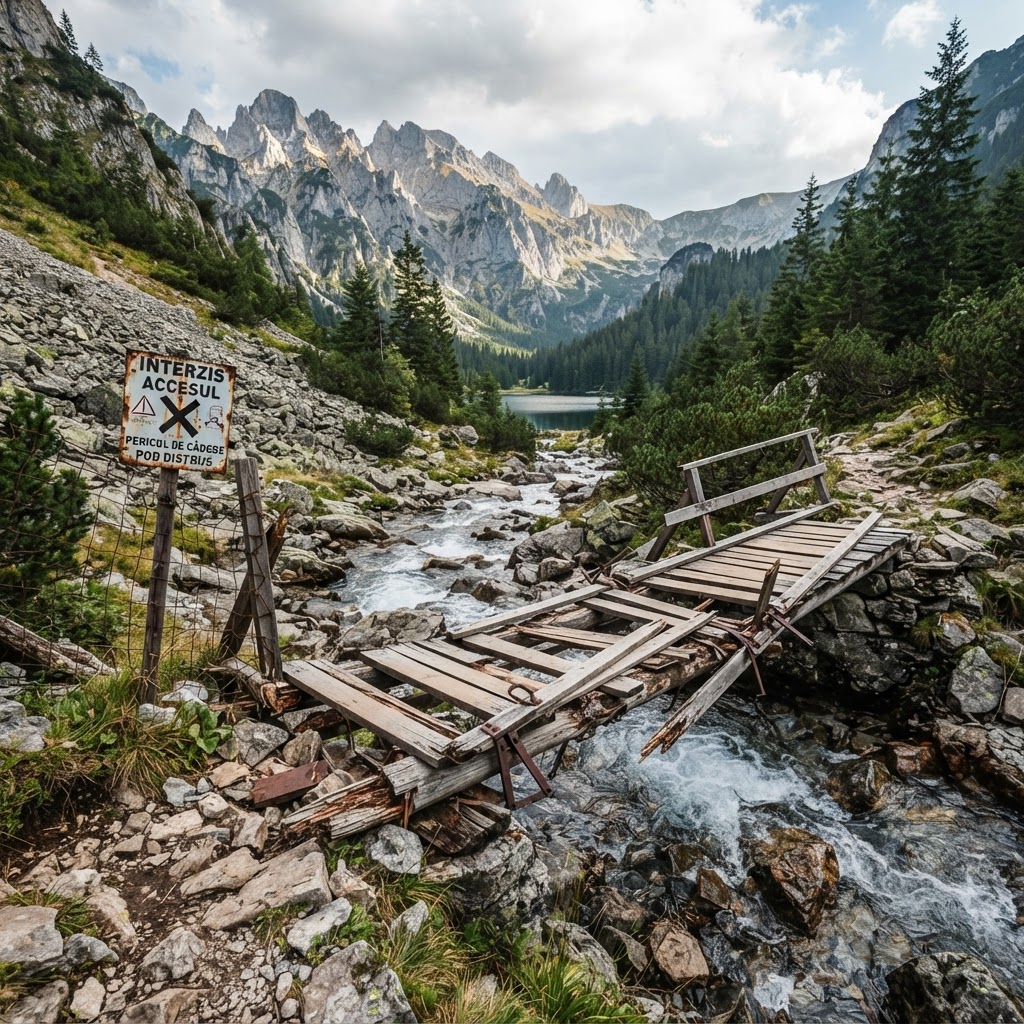 Accesul către Lacul Scropoasa și Cascada 7 Izvoare, din Bucegi, întrerupt