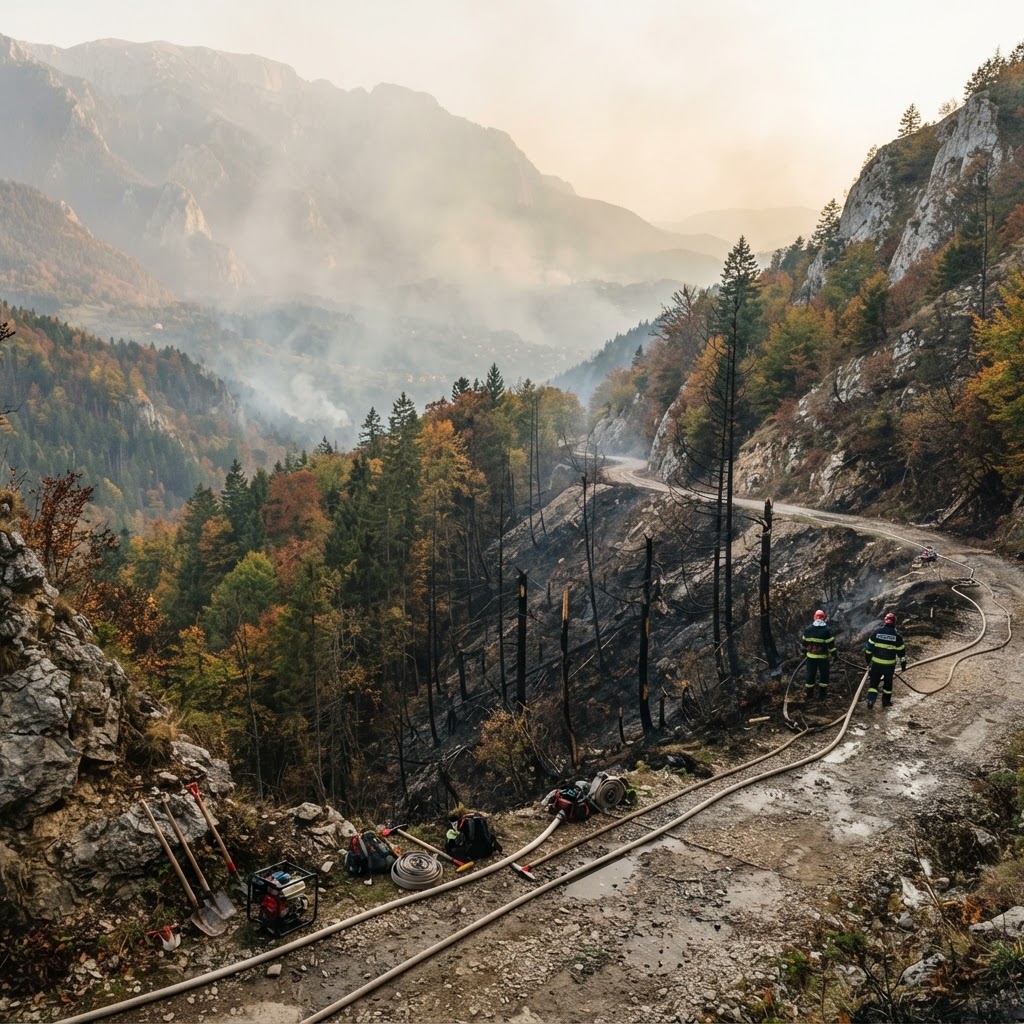 Incendiul din Parcul Național Domogled-Valea Cernei, stins la suprafață în mare parte, după aproape o lună