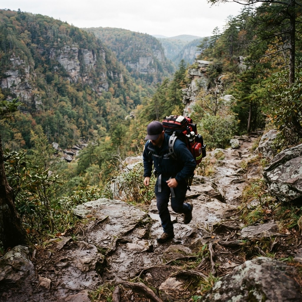 Un paramedic a urcat în fugă cu sânge pentru un alpinist rănit în Linville Gorge