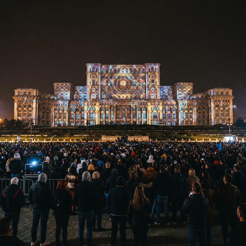 iMapp București 2026 transformă fațada Palatului Parlamentului într-o scenă de artă digitală