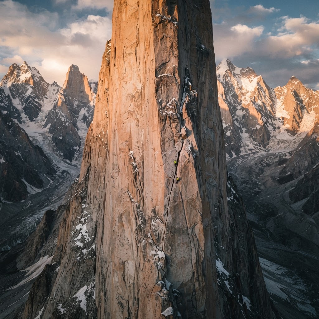 Primul ascensionat kirghiz pe traseul Eternal Flame de pe Nameless Tower, unul dintre cele mai celebre big wall-uri din Karakoram