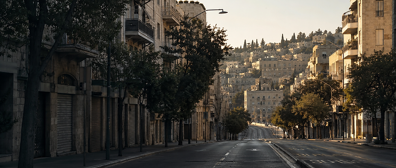 Jerusalem street at golden hour