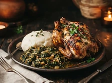 Poulet entier + Fufu + Légume