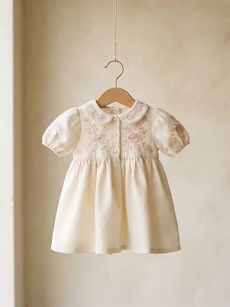 Vestido Rosa Bordado Premium