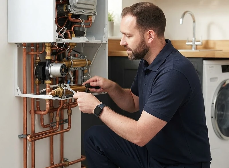 DW Plumbing & Heating engineer installing a boiler