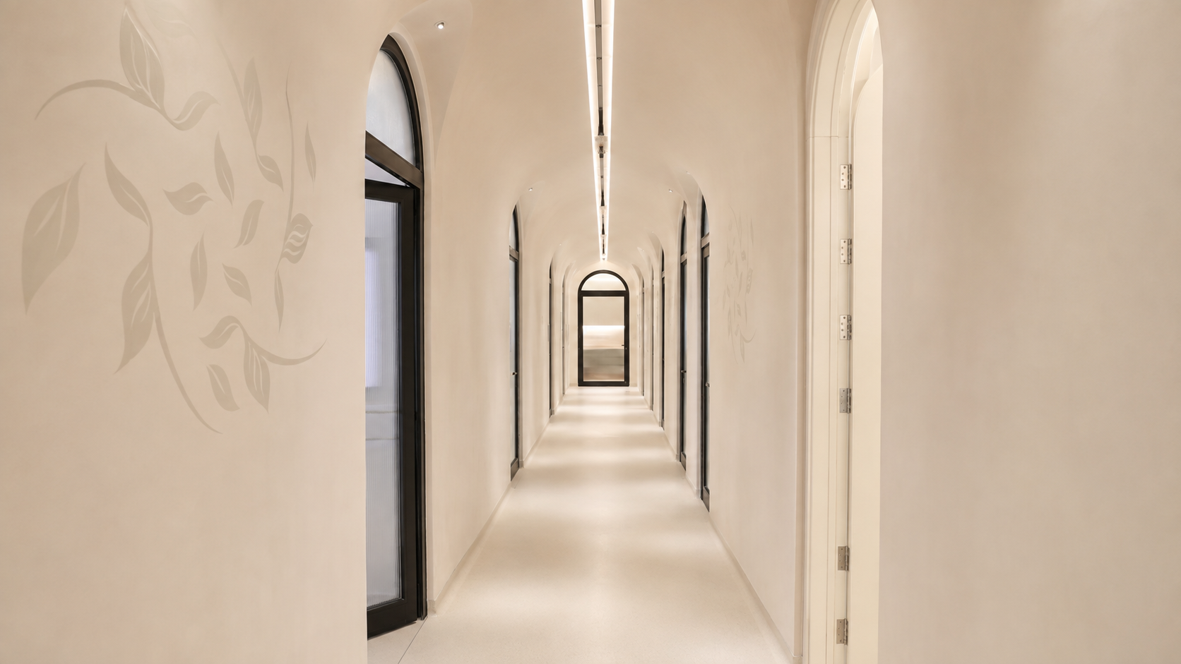 Arched hallway at Tham Oralcare Yas Island