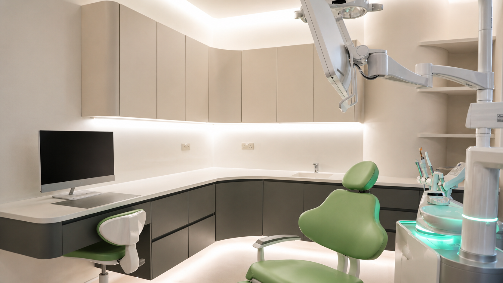 Modern dental treatment room at Tham Oralcare Yas Island