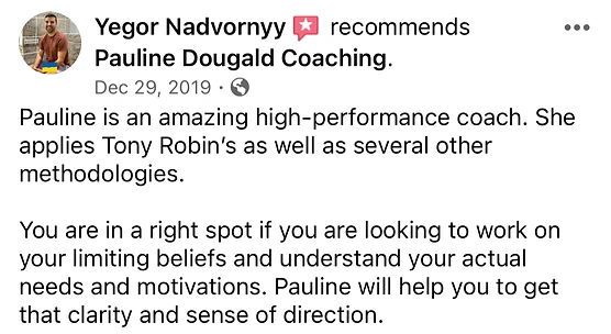 Yegor Nadvornyy recommends Pauline Dougald Coaching