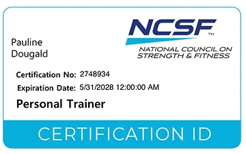 Pauline Dougald NCSF Personal Trainer certification card