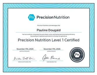 Pauline Dougald Precision Nutrition Level 1 certification