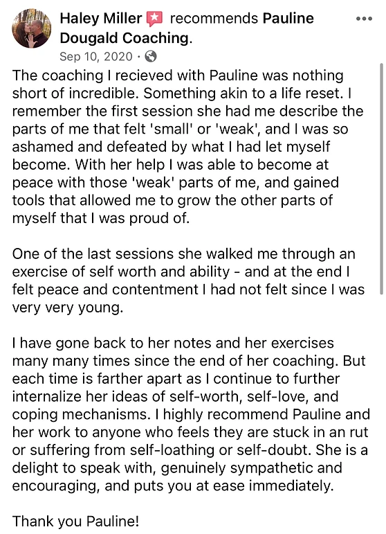 Client recommendations for Pauline Dougald Coaching