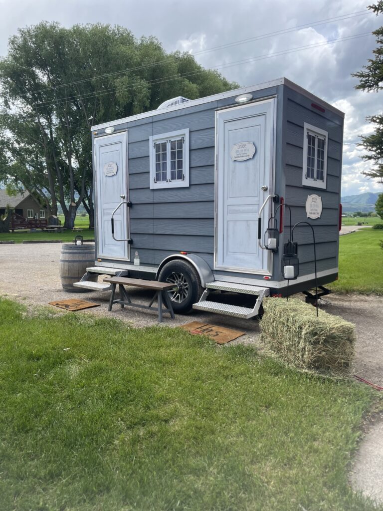 MVP Rentals executive restroom trailer at an outdoor event