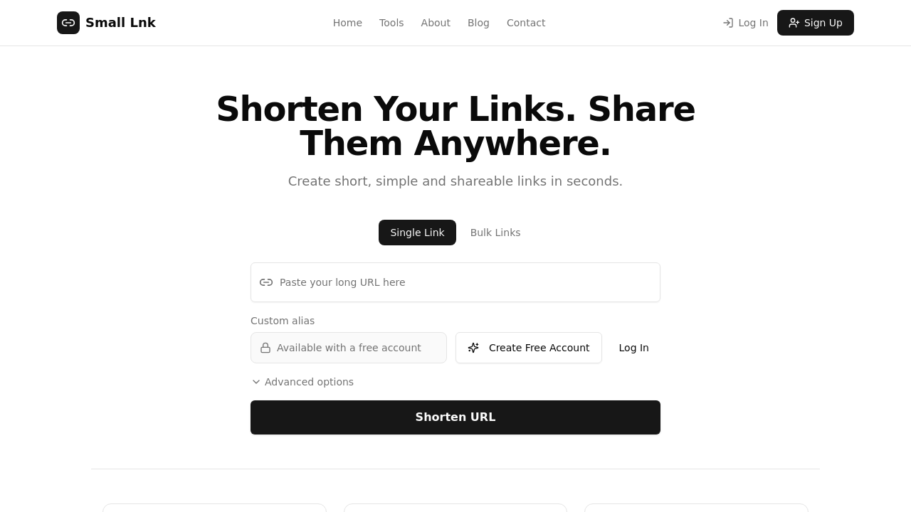 URL Shortener template preview