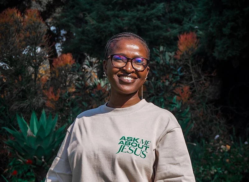 Model wearing AMAJ streetwear in Pretoria