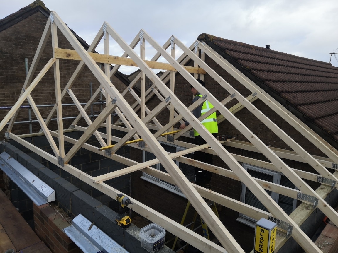 JLH Developments — roof trusses installed on a residential extension