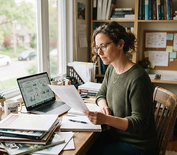 An independent researcher reviewing primary source studies
