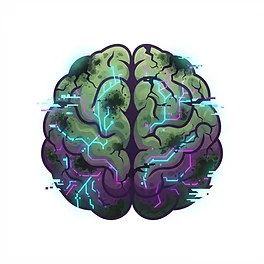 A rotting, decaying brain representing digital brain rot