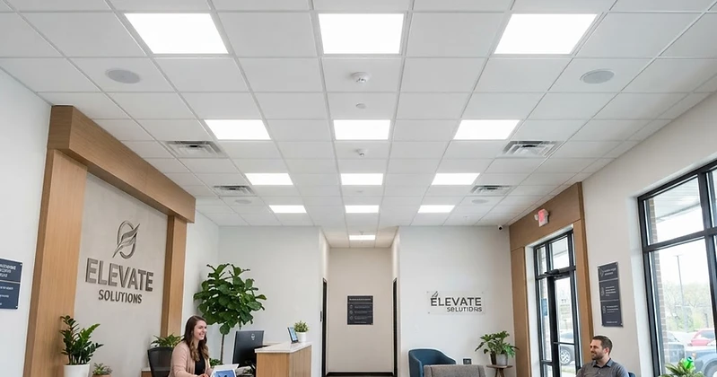 Bright commercial interior upgraded with efficient LED lighting