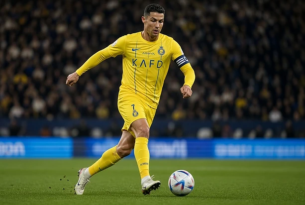 Cristiano Ronaldo football salary — playing for Al-Nassr in the yellow kit