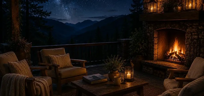 Mountains under stars with fireside seating at the retreat, the night the waitlist is worth waiting through