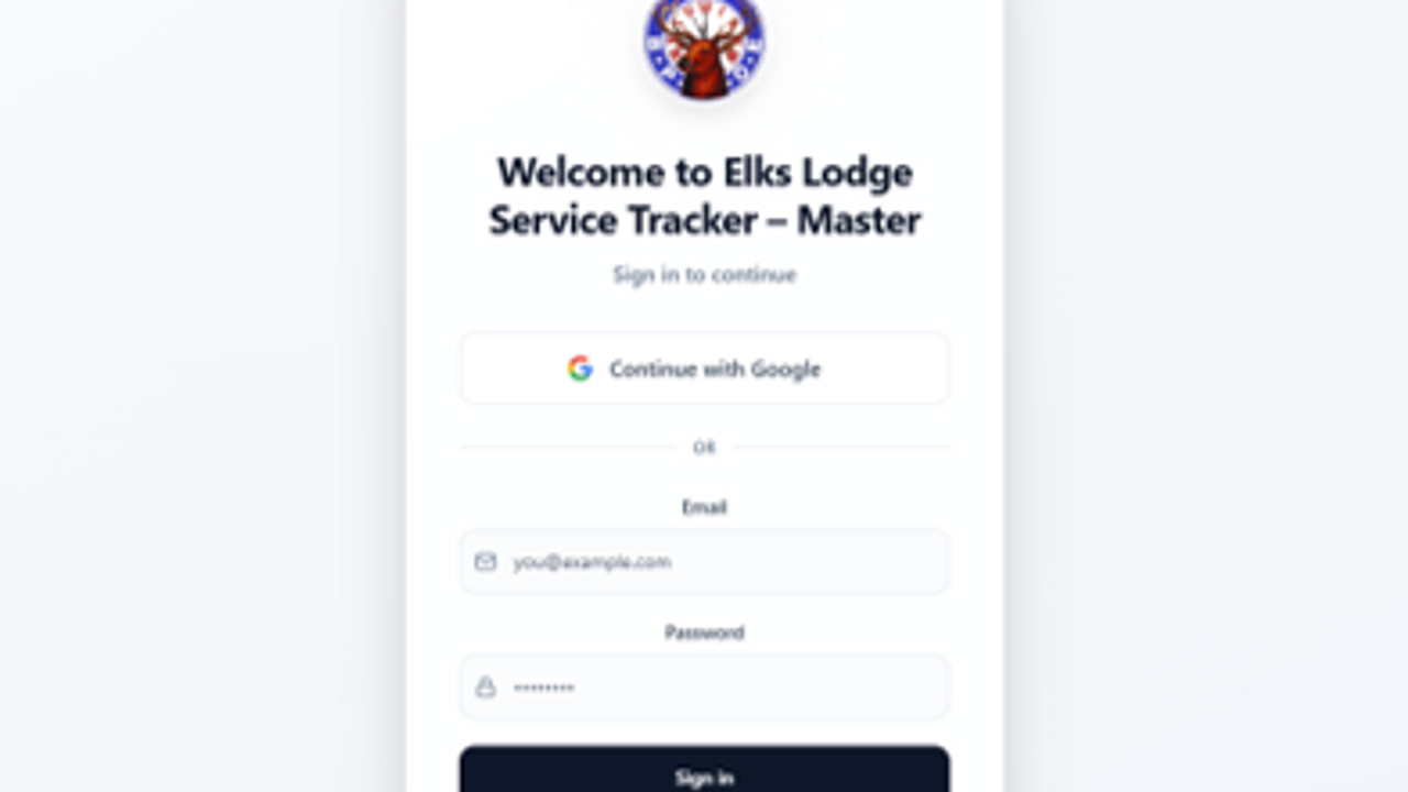 Elks Lodge Service Tracker template preview