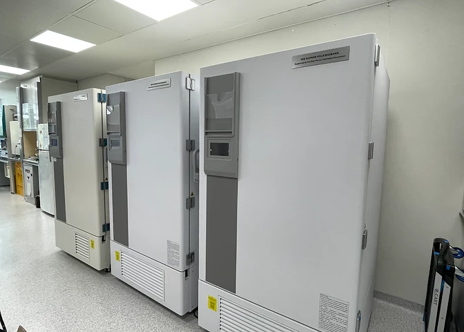 WA Human Milk Biobank freezers storing donor human milk samples