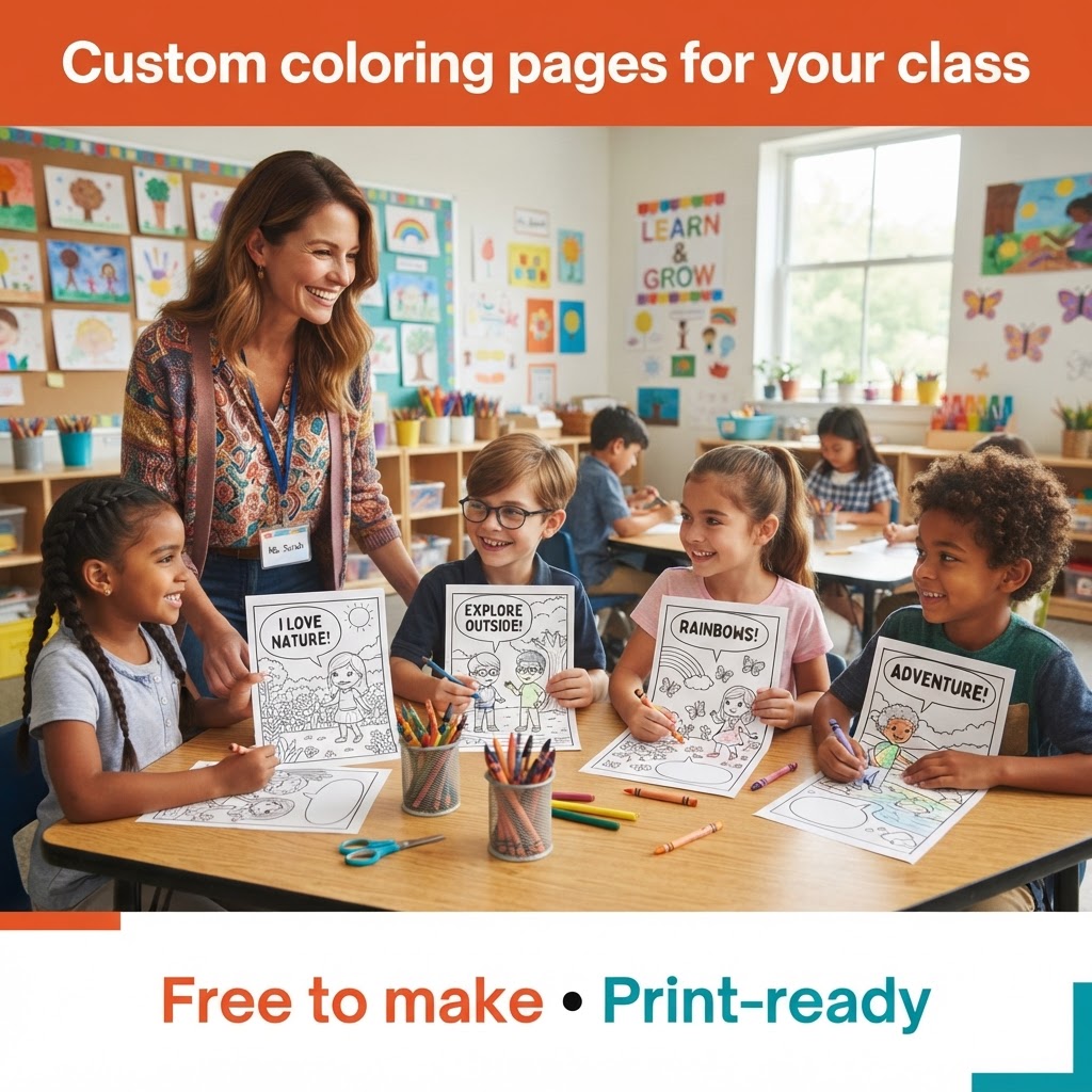 For teachers — Custom coloring pages for your class