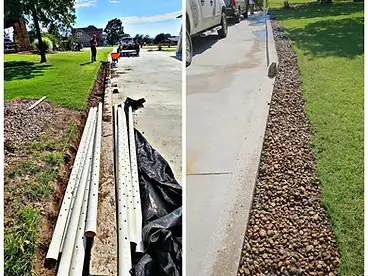 French drain installation in Skiatook, OK - Thomas Lawn and Landscape
