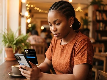 A renter reading real reviews about a Nigerian real estate agent