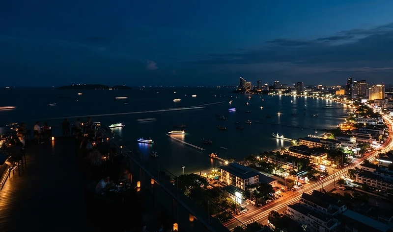Pattaya nightlife skyline glowing after dark