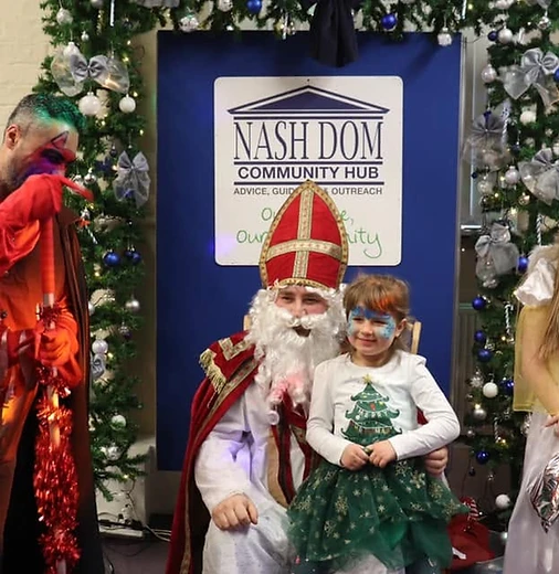 St Nicholas with children at Nash Dom