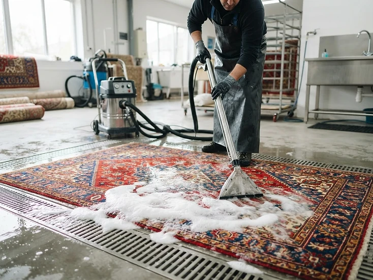 Specialist rug cleaning with professional extraction