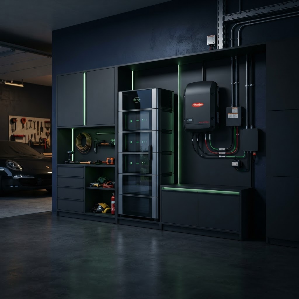 Solar battery storage and inverter equipment installed by Make Green Energy
