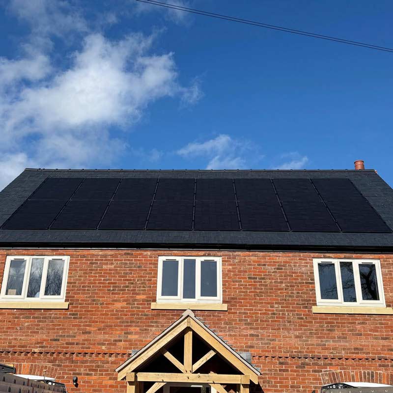 Residential property with a solar panel installation generating clean energy