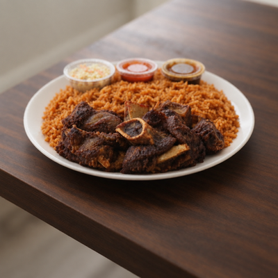 Jollof Rice with Pan-Fried Goat & Beef photo 2