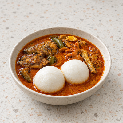 Rice Balls with Fish Palm Nut Soup photo 2