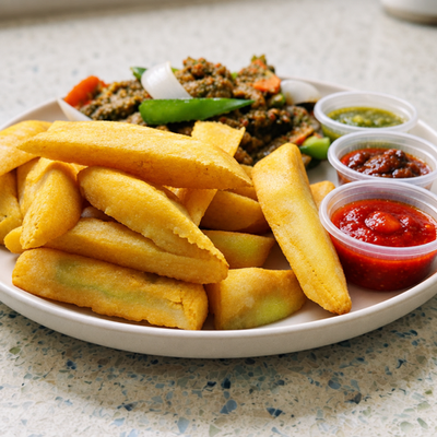 Yam Chips with Peppered Chicken Gizzard photo 2