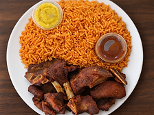 Jollof Rice with Pan-Fried Goat