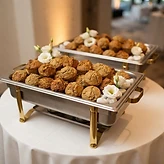Served warm from the chafing dish at a recent celebration, these rustic buns are the perfect bite alongside a cup of tea.