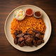Jollof Rice with Pan-Fried Beef Stir-Fry