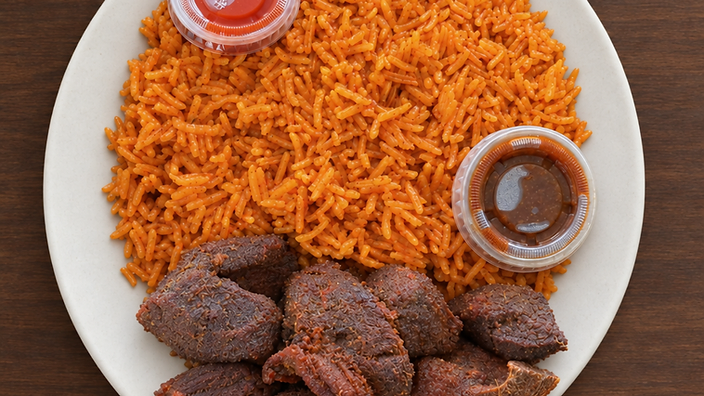 Jollof Rice with Pan-Fried Beef
