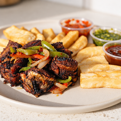 Yam Chips with Goat Kebab photo 4