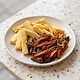 Yam Chips with Beef Kebab