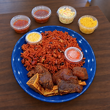 Waakye with Pan-Fried Goat