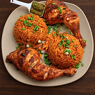 Jollof Rice with Roast Chicken Leg Quarters
