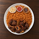 Jollof Rice with Pan-Fried Goat & Beef