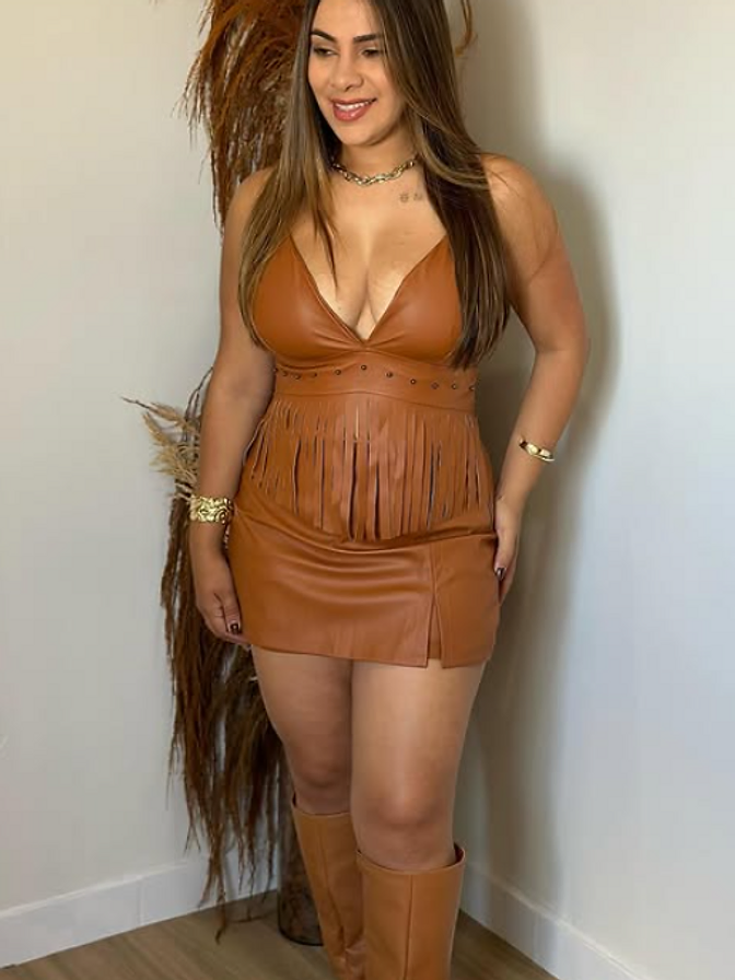 Vestido Couro Franjas