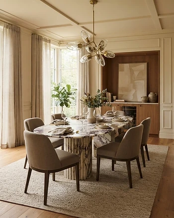 Italian Calacatta Viola Marble Oval Dining Table