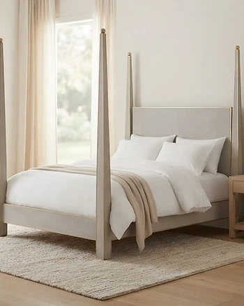 Gustavian Grey Painted Four Poster Bed